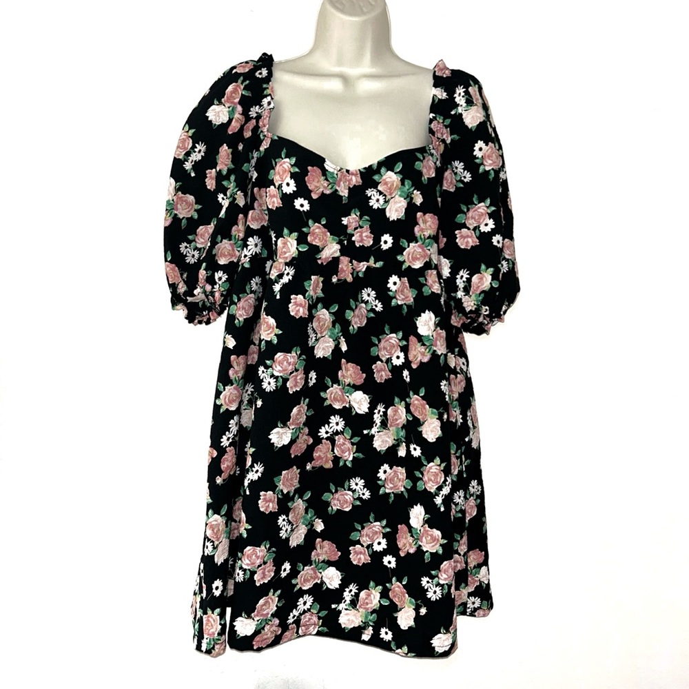 Elegant Floral Puff Sleeve Dress